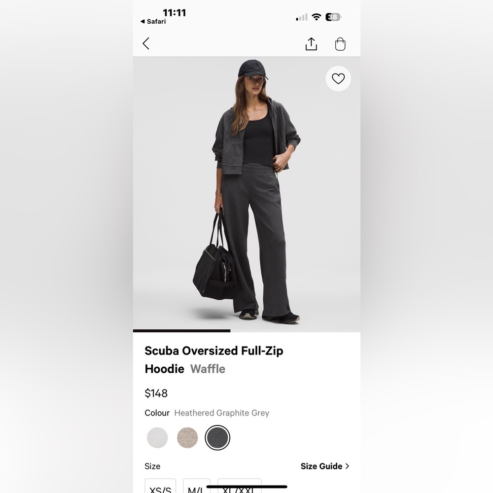 Scuba Oversized Full-Zip
Hoodie Waffle and Pants in Heathered Graphite Grey
